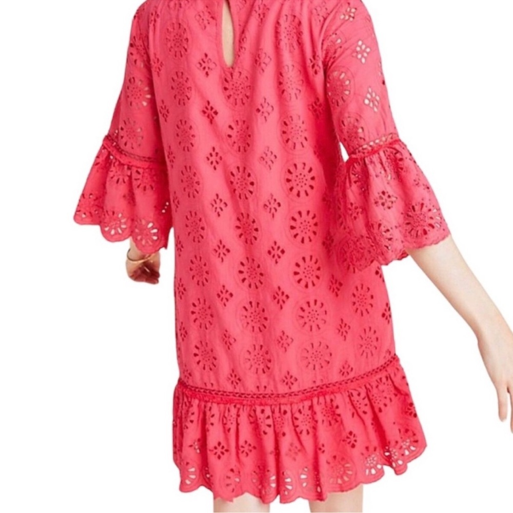 Anthropologie Dani Pink Eyelet Lace Sheath Dress size 8 - Picture 3 of 9